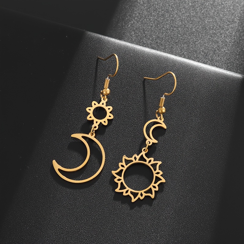 Image of 1pc Simple Hollow Stainless And Asymmetrical Earrings - Fashionable And Versatile Earrings For Women - Suitable For Any Occasion - A Perfect Gift For Your Girlfriend