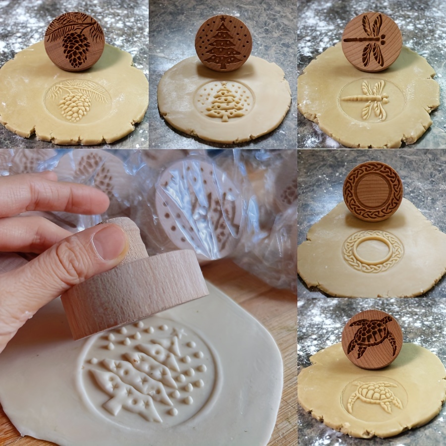 wooden cookie mold round cookie embosser pastry cutter Temu
