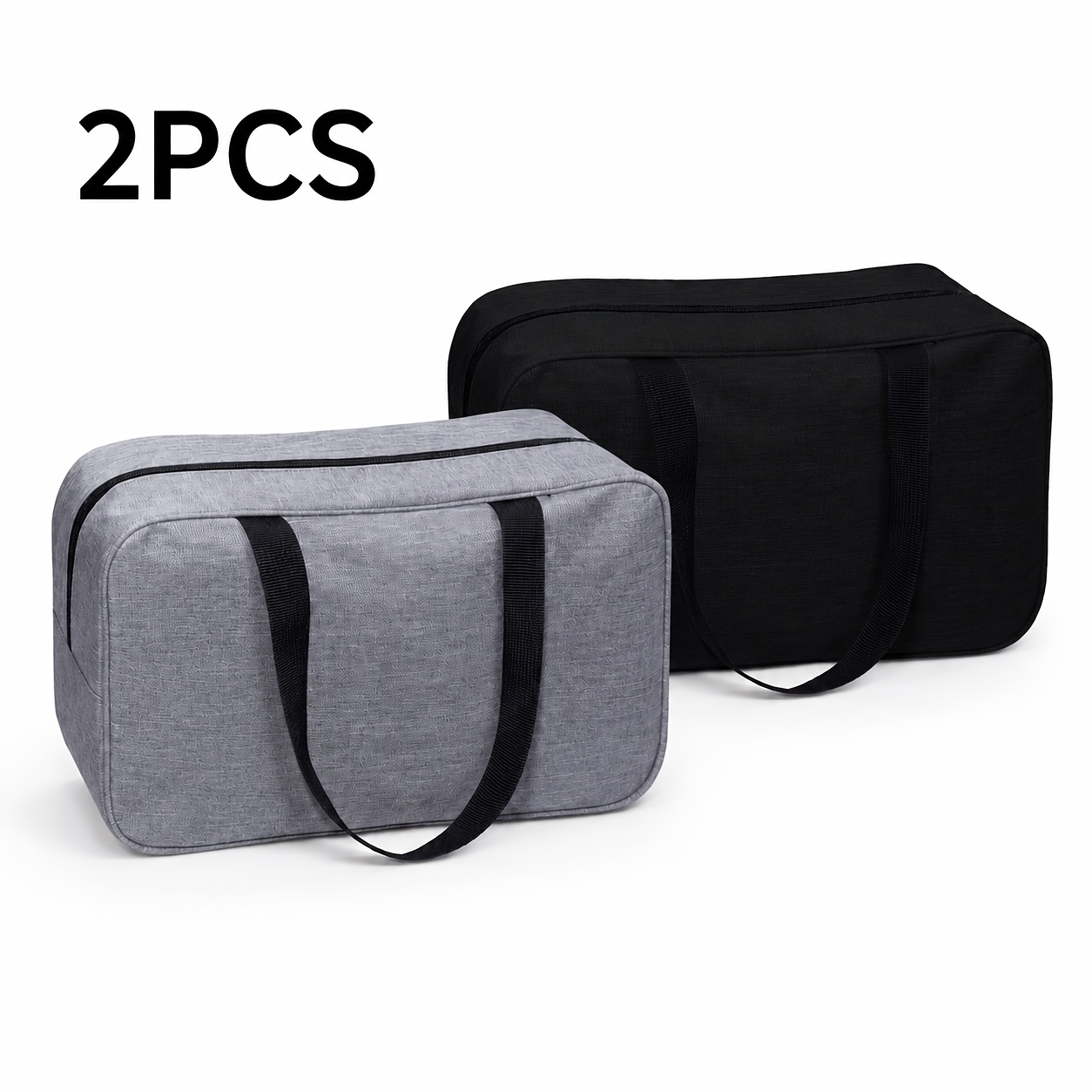 TEMU 2pcs Set Of Solid Color Large-capacity Travel Toiletry Bags, Handheld Cosmetics Storage Pouch, Portable Handheld Toiletry And Care Organizer, In