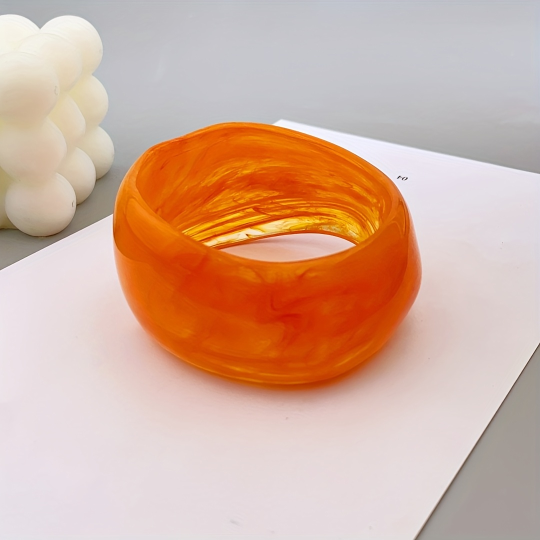 Vibrant Orange Marbled Acrylic Resin Bracelet