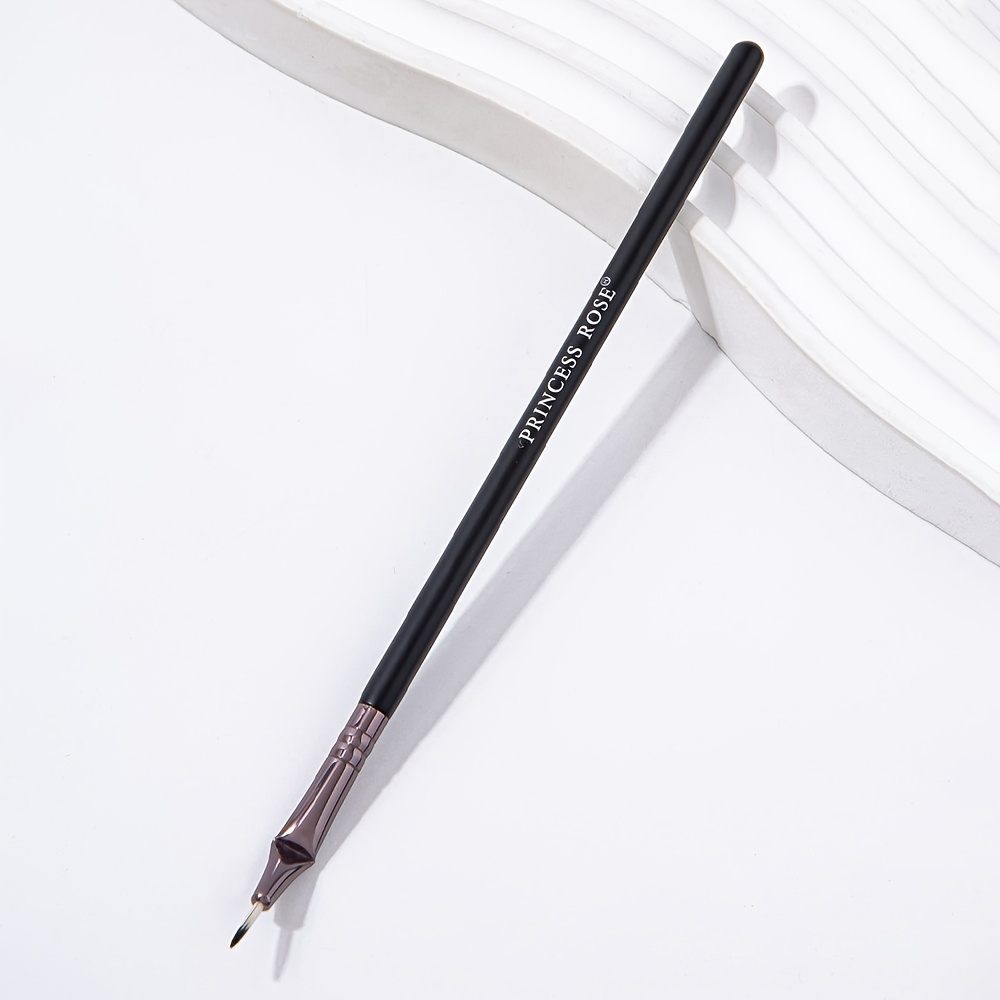 TEMU Princess Rose New Style 1pc Portable Black Bent Eyeliner Brush, Bent For Easier Application, Perfect Eyeliner Makeup, Soft Fiber Bristles Do Not
