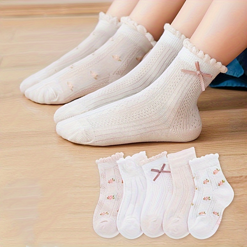 Stylish Flower Lace Trim Mesh Socks Breathable Comfort - Temu Canada