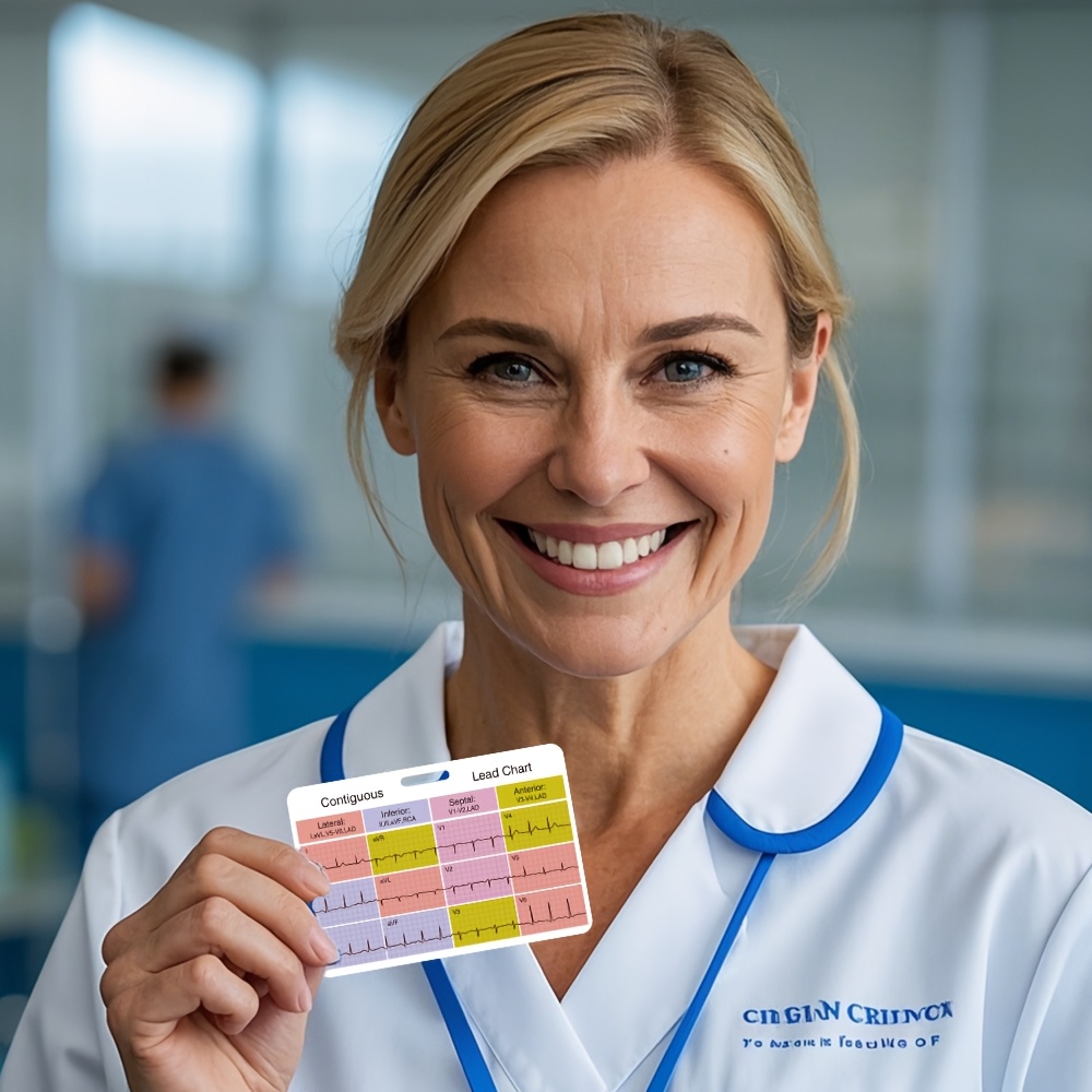 EKG Placement Reference Card - 5 Lead 12 Lead 15 Lead Lewis Lead Guide For Nurses & Medical Professionals