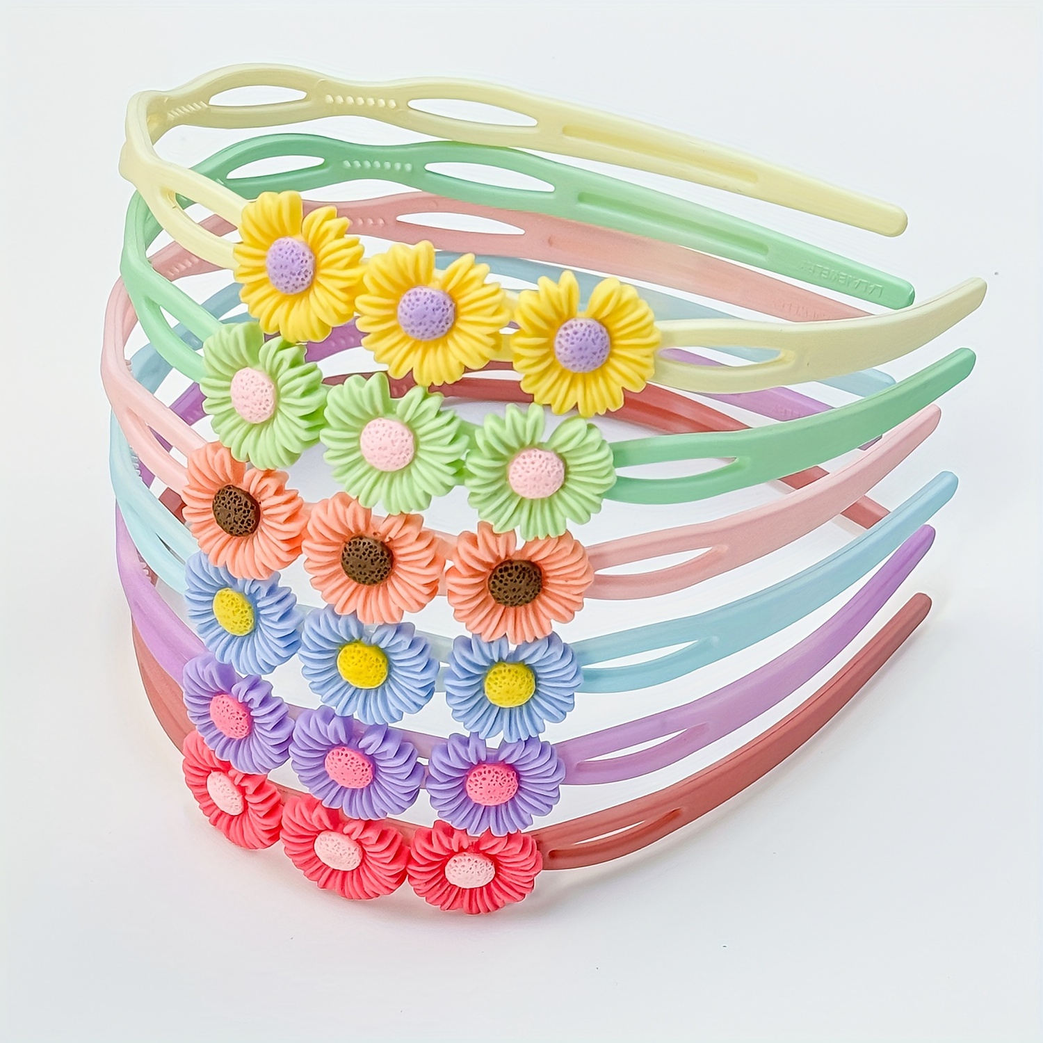 

6pcs Candy Color Matte Flower Decorative Head Bands Trendy Non Slip Hair Hoops For Women And Daily Use