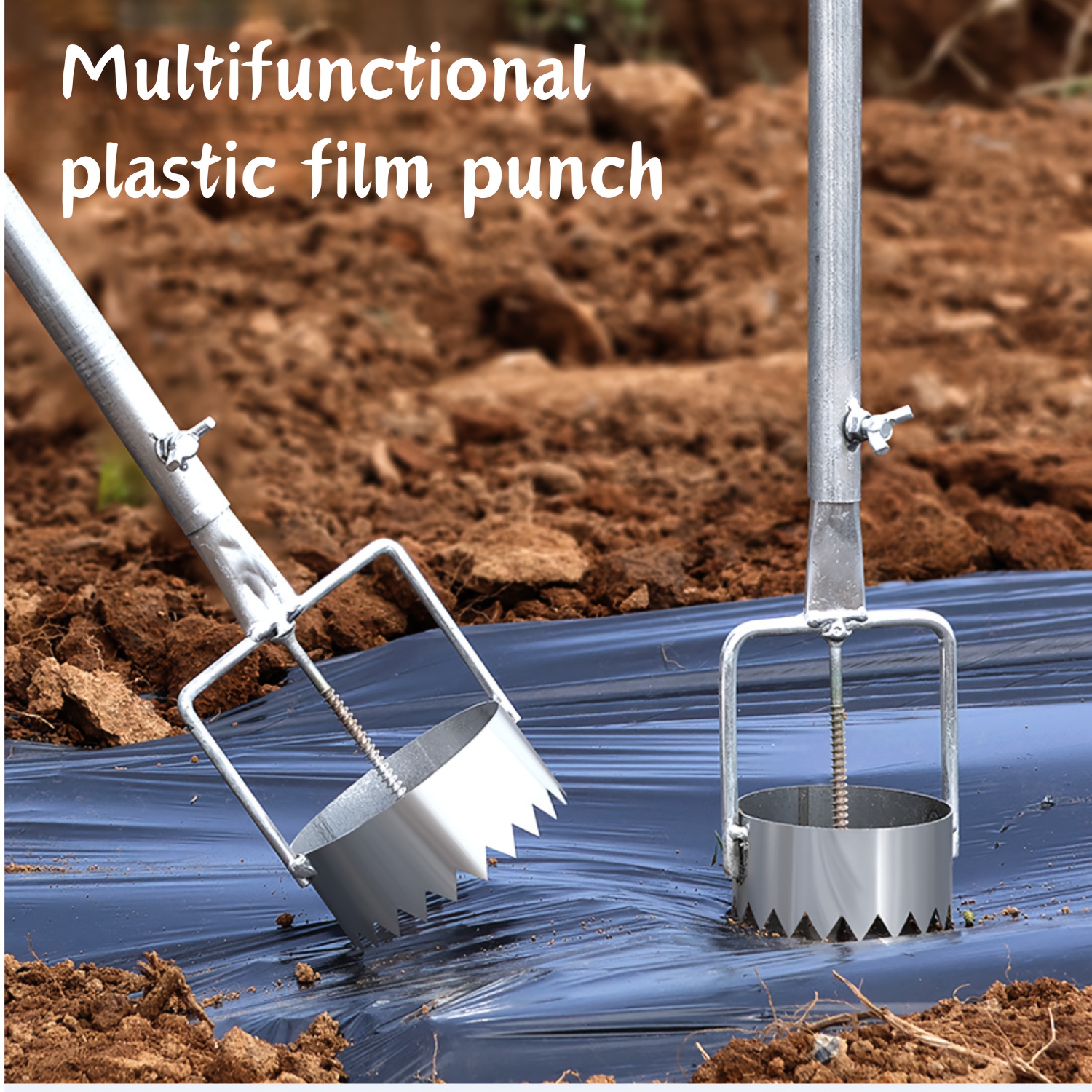 

1pc Stainless Steel Multifunctional Greenhouse Film Punch, Retractable Hole For Plastic Film, Gardening & Planting Tools, Metal Construction