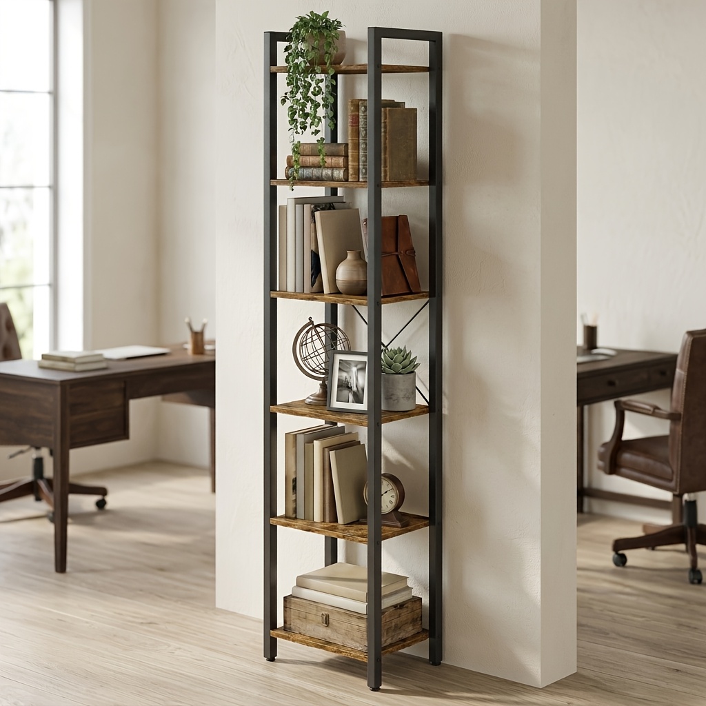 TEMU Estante de Almacenamiento con 6 Niveles, Librero Industrial para Estudio, , Dormitorio y Oficina, Organizador de Exhibición Vertical, de Acero