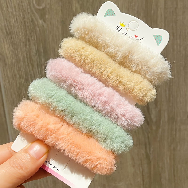TEMU 5pcs Plush Hair Ropes Women Solid Color Hair Ropes Elastic Bands Multiple Colors Ponytail Holders Daily Hair Accessories Suitable For All Hair