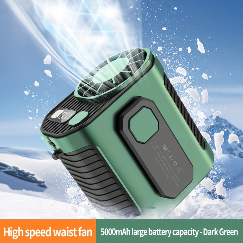 TEMU Mawiyer 2025 Newly Upgraded 3-in-1 Portable Waist Fan, Neck Fan, Led Flashlight, And 5000-10000mah Battery. Is Suitable For Outdoor Activities, Camping, Fishing, And Hiking.