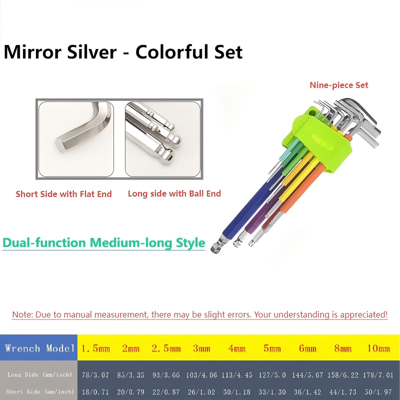 set of   end   professional metric allen wrenches featuring non   and color coding for bicycles motorcycles cars and repairs