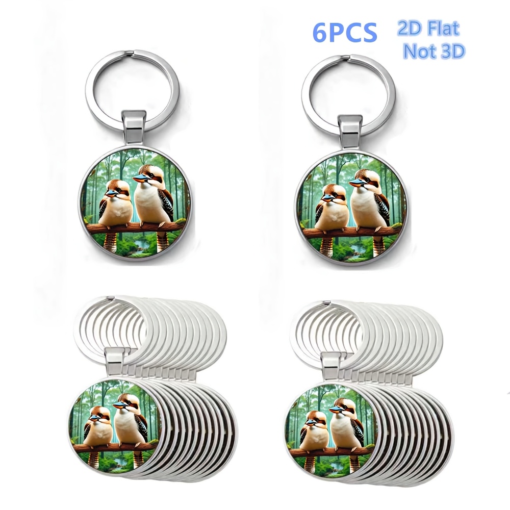 TEMU 2d Flat, 2d Flat - 2d Flat, 2d Flat - Gift For Her/him Laughing Element Metal Keychain, 6pcs Colorful Round Keychain Pendant - 2d Flat, Not 3d