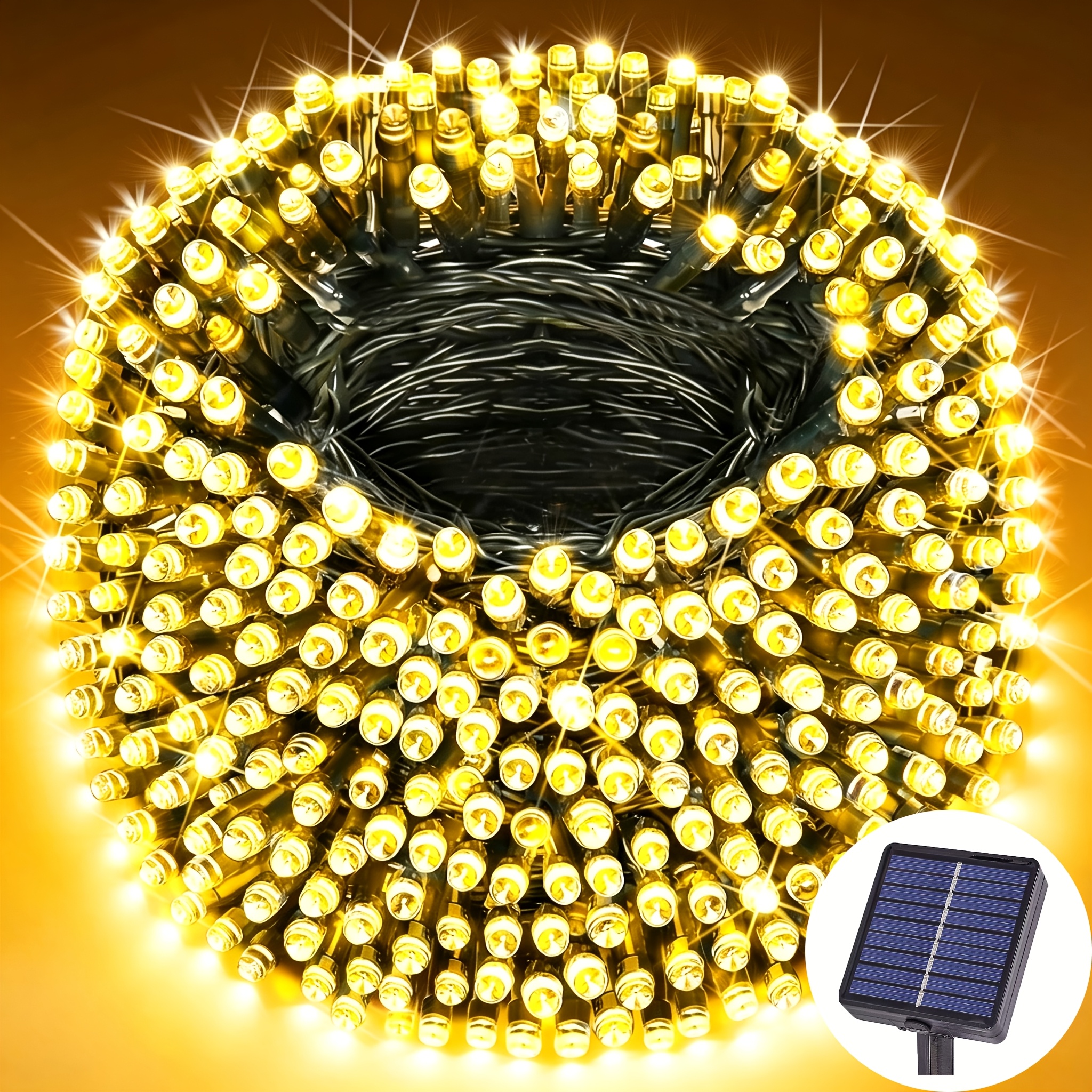 TEMU 1 String Of Solar-powered Led String Lights, 7m-32m In Length, With 50-300 Bulbs. Outdoor Garden And Courtyard Decorative Lights, Suitable For