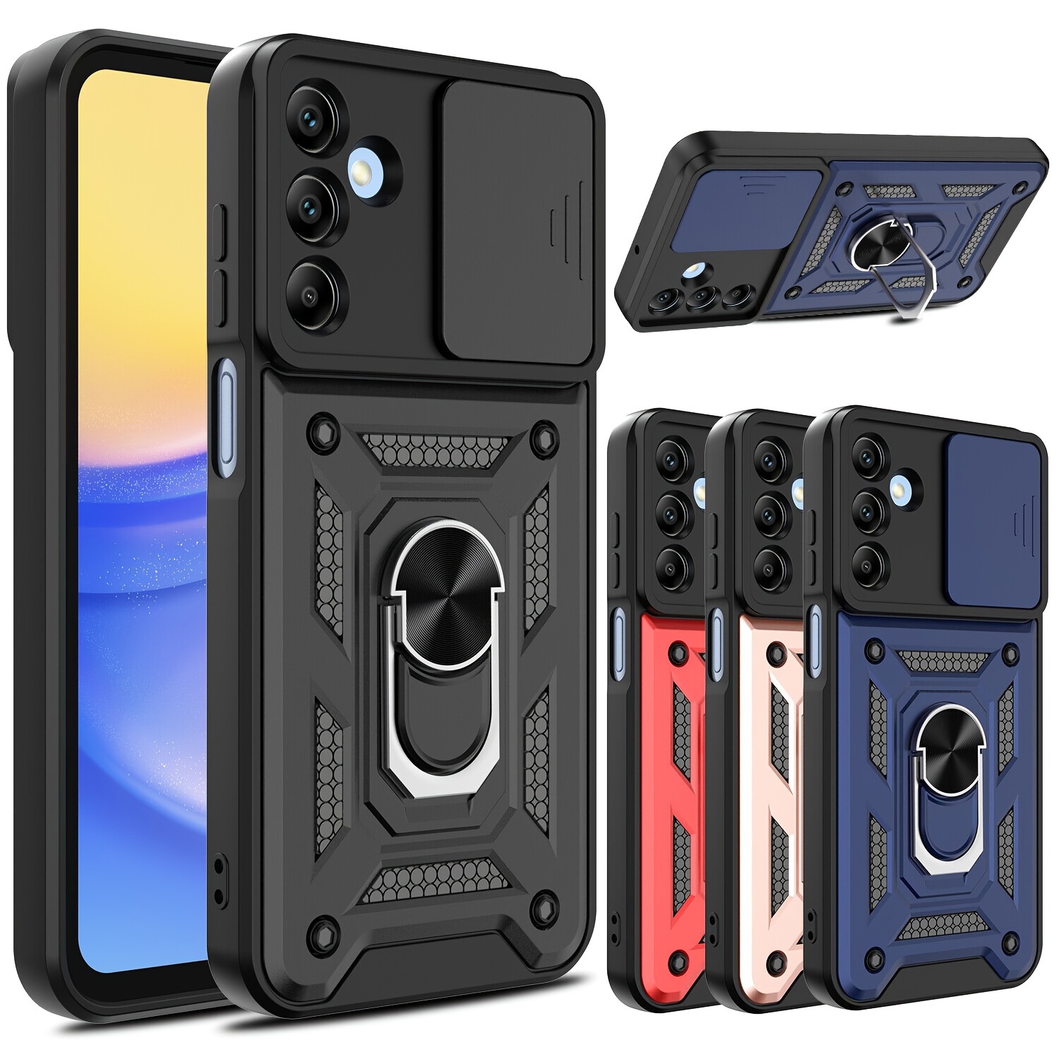 

Case For Samsung A15 5g/a25 5g/a55 5g Case With Slide Camera Cover & Ring Kickstand Phone Case(not For Galaxy A15 4g)