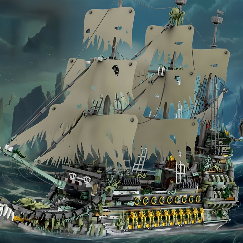 Image of (no Original Box) 5865pcs Home Decoration The Flying Pirate Ship Buildings Block Set Modular Buildings Toys For Birthdays, Halloween, Christmas Gift, Rb66037 Modular Building Blocks Set Brick Toy For