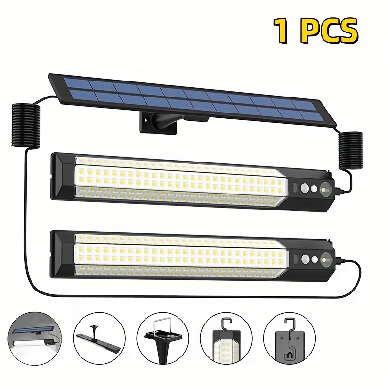 TEMU 1/2pcs Solar Pendant Light Dual Head, 3 Lighting , Motion Sensor Outdoor Hanging Camping Light, Solar Shed Lights For Patio, Barn, Garage,