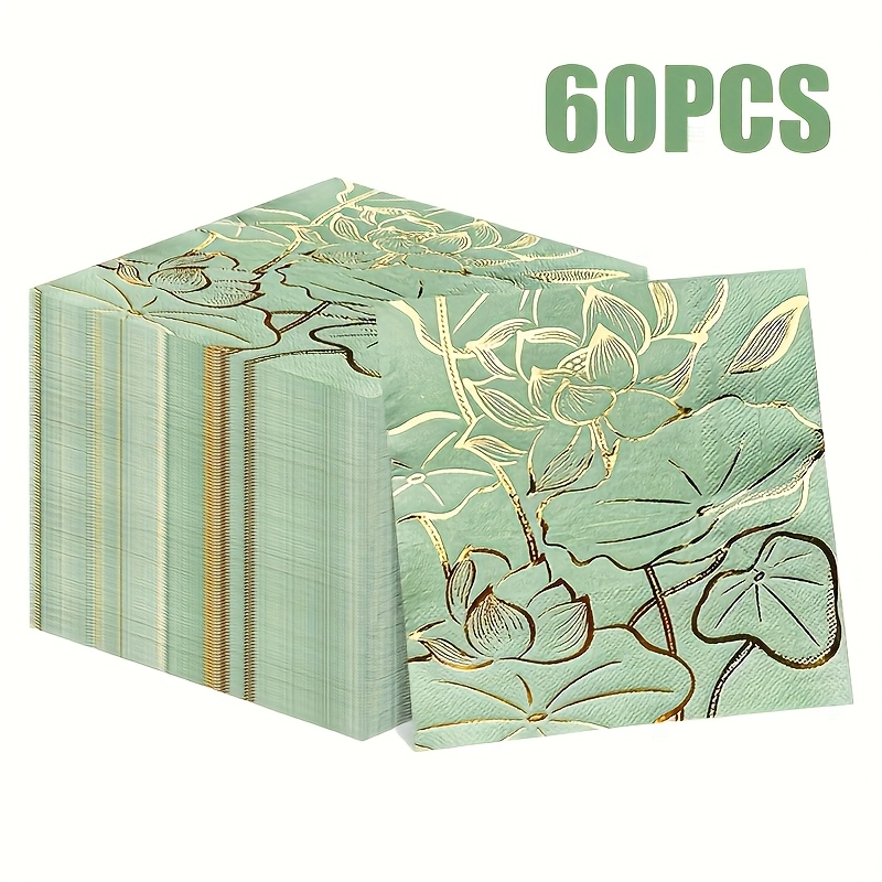 E-shop 20/40er Pack Retro Lotus Servietten Einweg-Servetts mit Goldprägung Restaurant Partyservette 13*13 Zoll