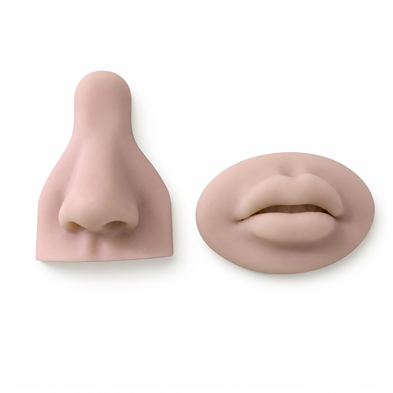 TEMU 2pcs Silicone Piercing Practice Model, Nose And Lip Piercing Training Tool, Realistic Body Part Display Stand For Piercing Jewelry Must-have For