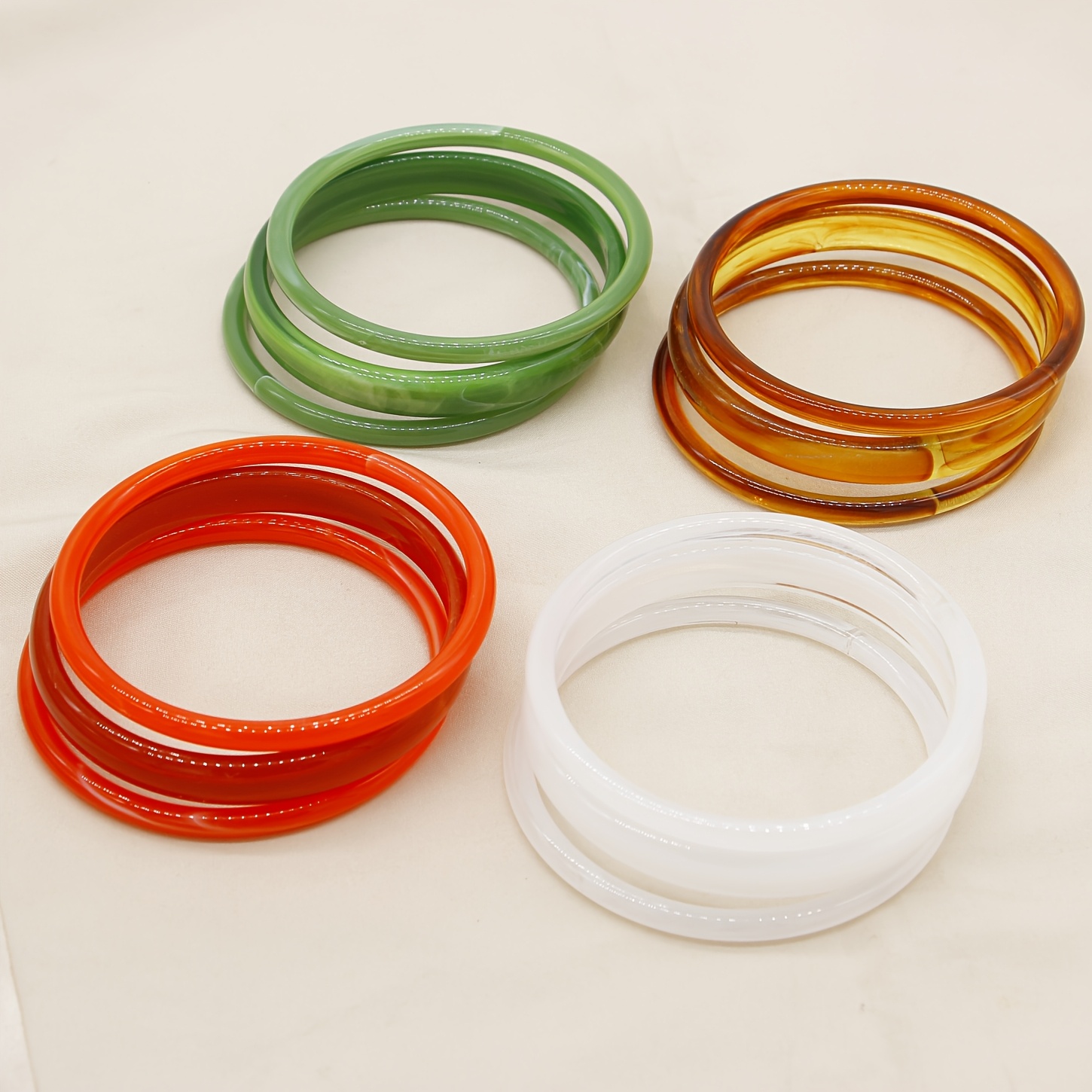 3pc Multicolor Thin Hoop Acrylic Bracelets Set