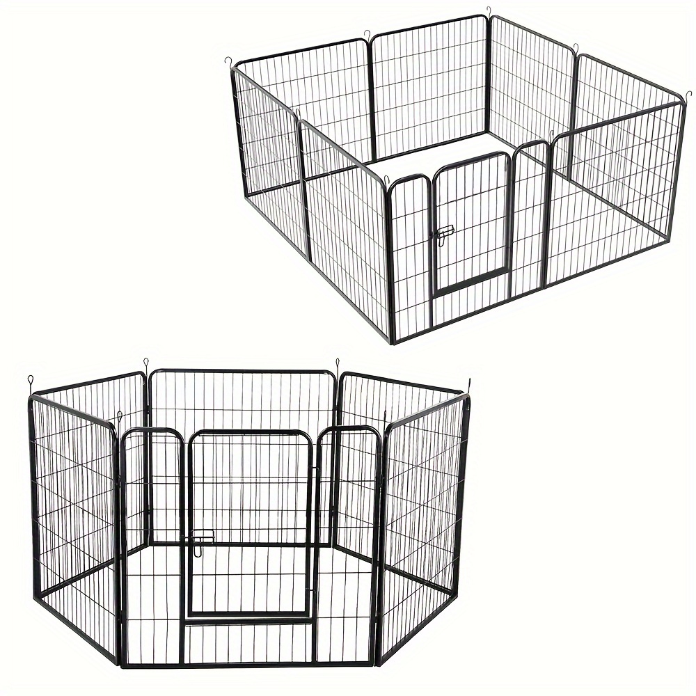 Foldable/adjustable/ Enclosure, Height-60cm, Enclosure Playpen, For Small Dogs, Puppies, Rabbit, Outdoor Indoor, 80 X 60 Cm, 6 Panels, With Black Door Pet Fence
