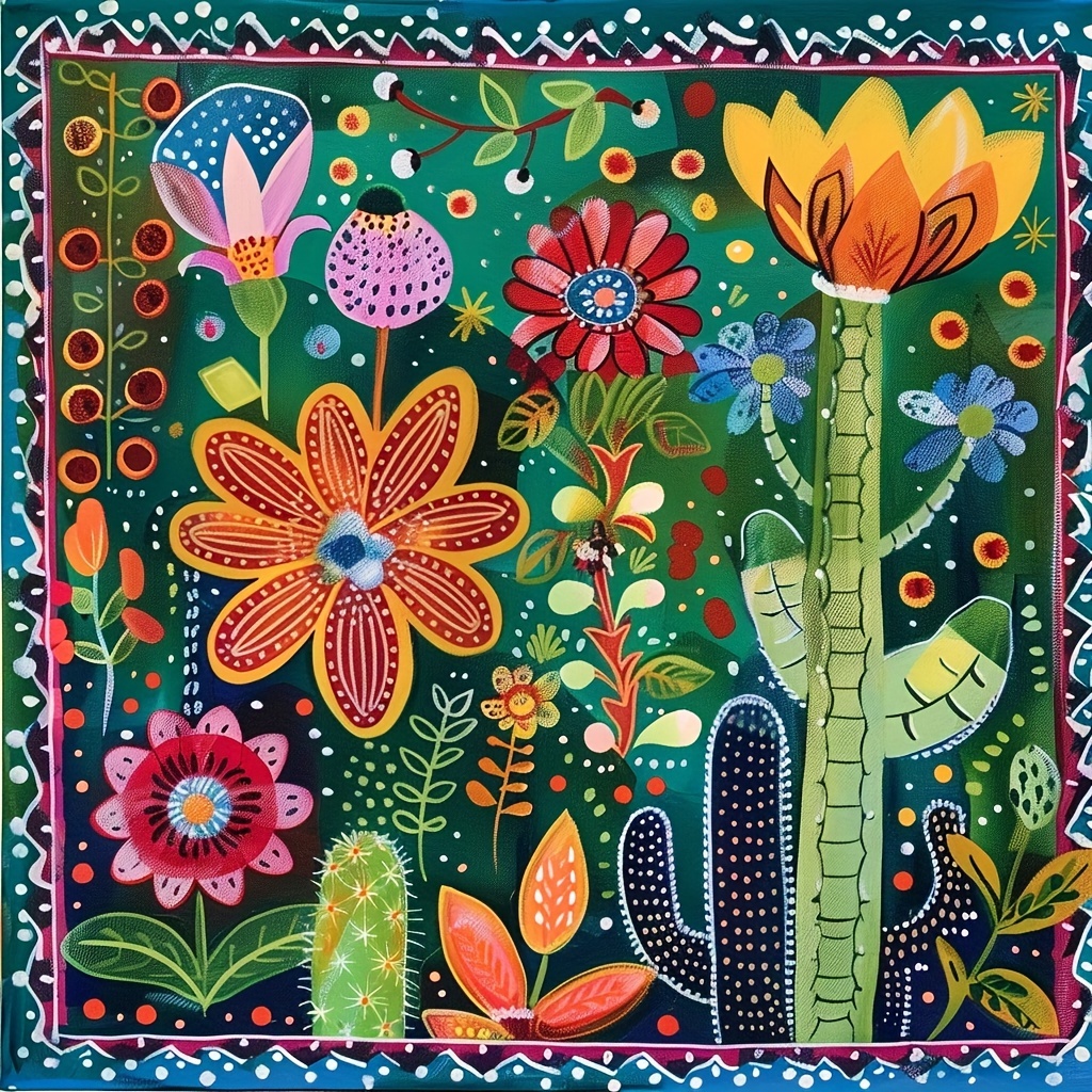 

1pc Large Size 50x50cm/19.7x19.7in Without Frame Diy 5d Artificial Diamond Art Painting Cactus And The Flowers, Full Rhinestone Painting, Diamond Art Embroidery Kits, Handmade Home Room Office Decor