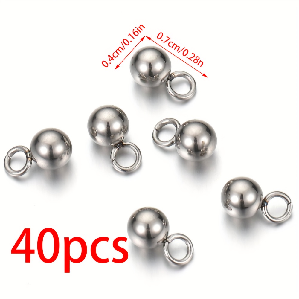 Image of 20pcs/40pcs Steel Ball Small Pendant 0.4/0.6cm Golden/steel Stainless Steel Ball Pendant For Earrings Bracelets Necklaces Charms Jewelry Additions