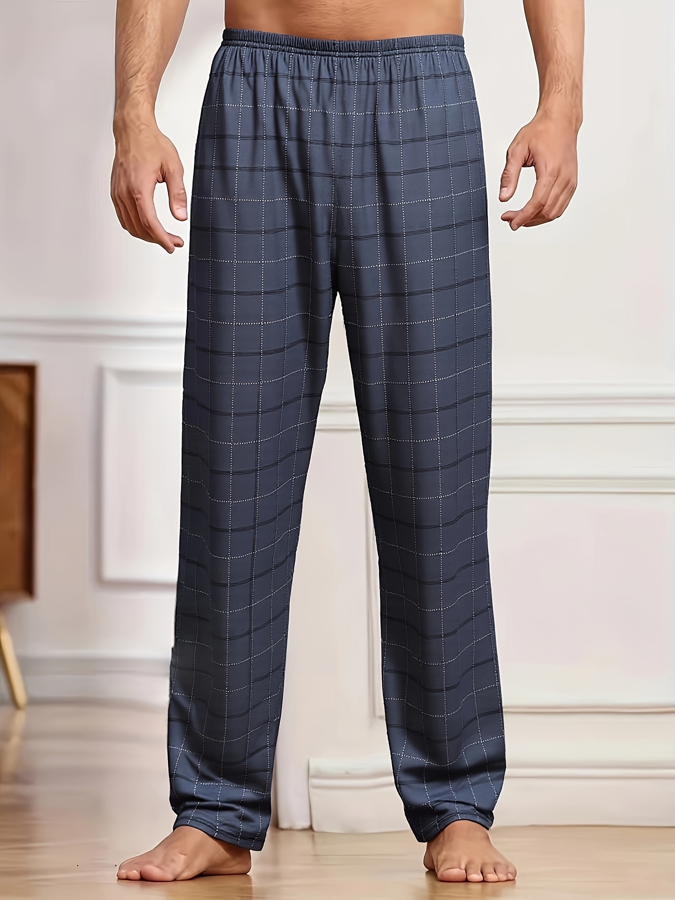 Plus Size *'s Plaid Pajama Pants Loose *-Season Soft Breathable Fabric,  Hand Wash Only, Casual Lounge Sleepwear for Big Tall Me