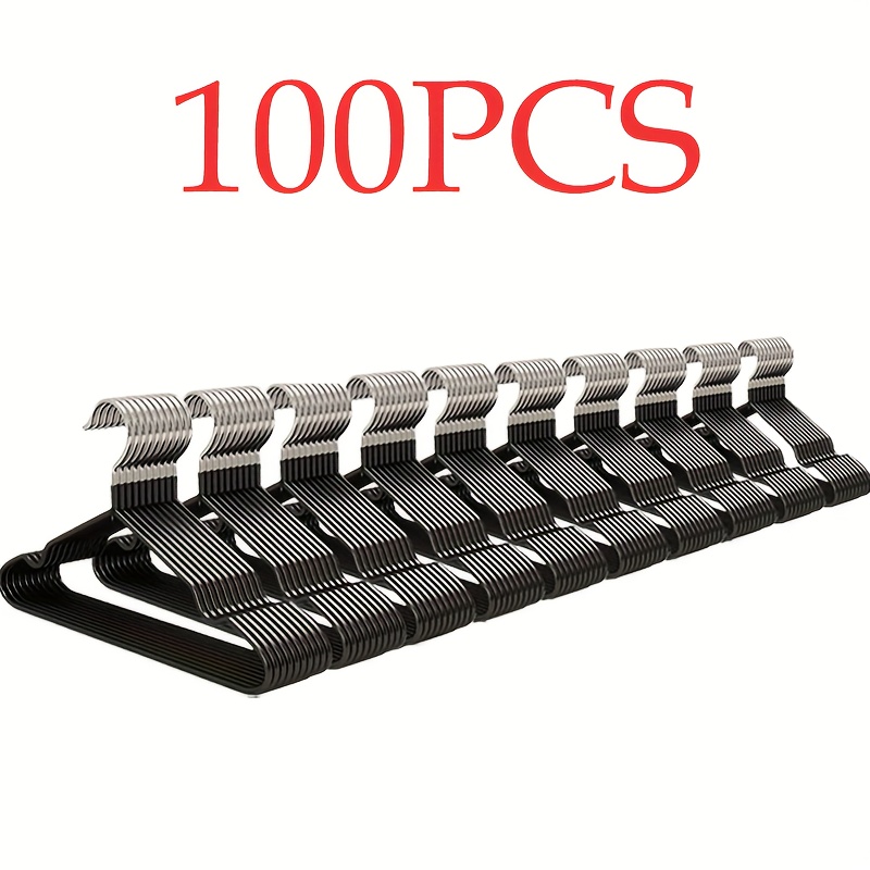 TEMU 100pcs/50pcs/20pcs, Metal Hanger With Anti-slip Coating, Bionic Shoulder Design With , Heavy-duty Thickened For Indoor And Outdoor, Space-saving