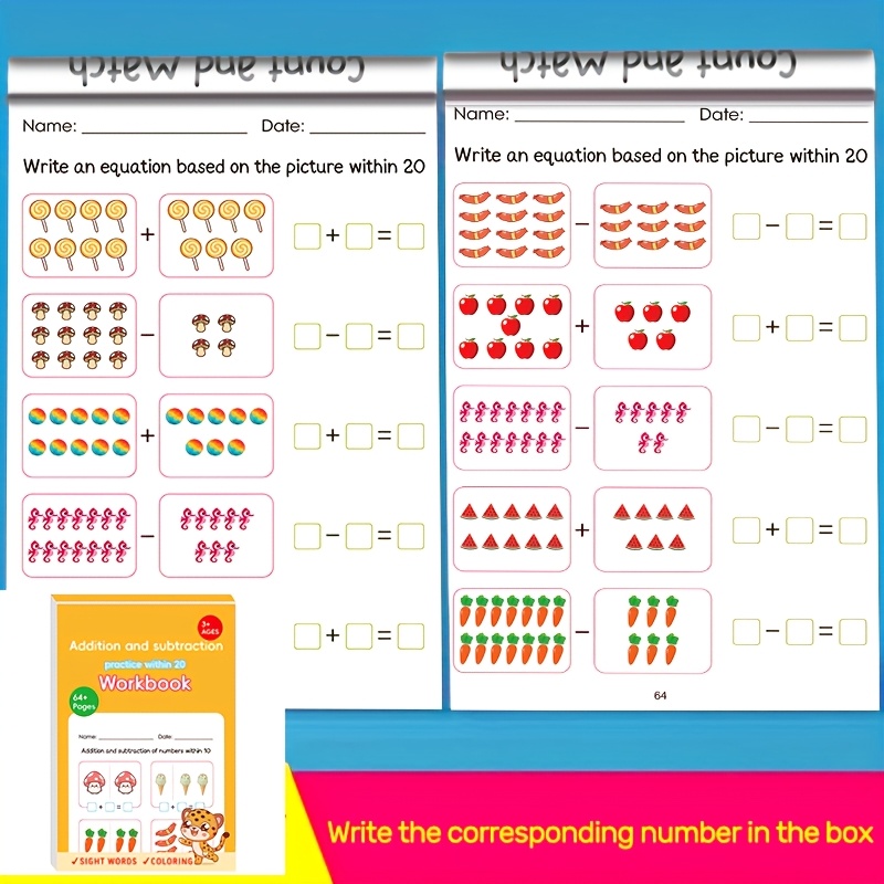 Math Practice Book For &: Addition & Subtraction Workbook Suitable For Homeschooling, Use, Daily Math Drills - Hardcover Exercise Book With Basic Skills Builder For &, Skills