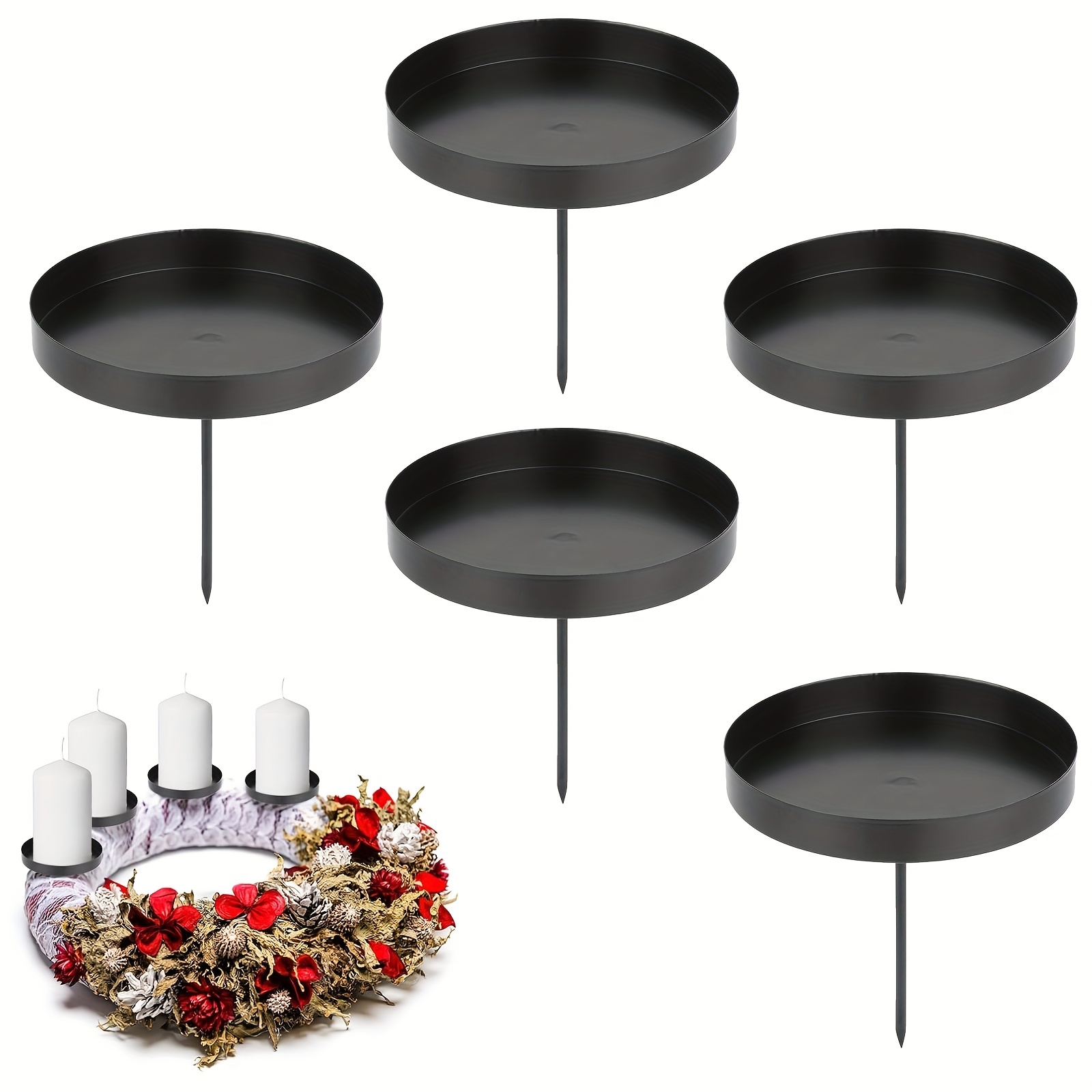Image of 5 Advent Wreath Candle Holders, Golden Candle Holders, Metal Cone Candle Holders, Diameter 8cm Candle Holders, Used For Advent Wreath Decoration And Christmas Table Decoration(golden)