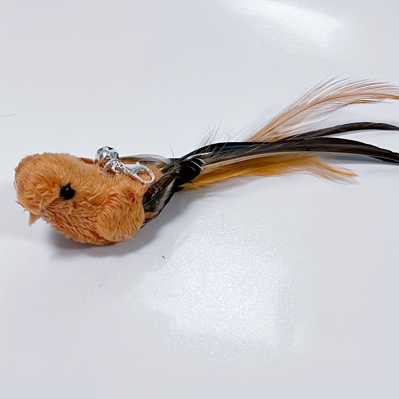 Bird Replacement Heads for Cat Toys, Artificial Feather Material, Replacement Teaser Head for Cat Wand Bird with Bell, Sturdy Cat Toy for Indoor Entertaining, Without Battery