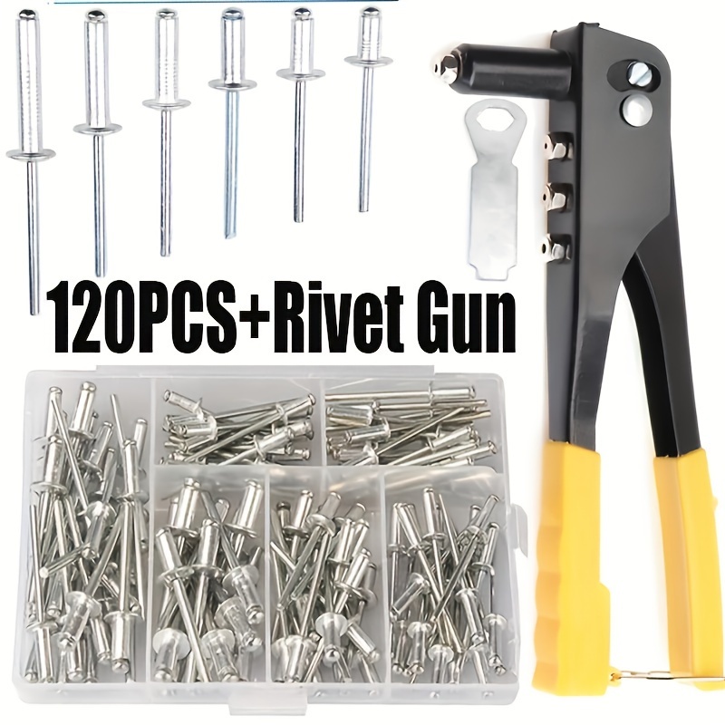 

Heavy Duty Rivet Set With 120pcs + Spring Rivet Kit - Metal Alloy Hand Tool For Connections, Ordinary Surface Treatment, Alloy Material