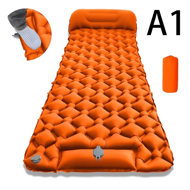 صورة العنصر وسادة نوم قابلة للنفخ جديدة محمولة للتخييم في الهواء الطلق، وسادة نوم نفخ خفيفة الوزن مع مضخة قدم مدمجة، سهلة النفخ، مثالية للسفر والمشي لمسافات طويلة