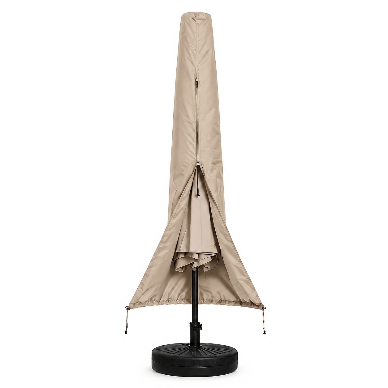 Image of 600d Patio Umbrella Cover , 190 X 50cm Outdoor Umbrella Storage Cover With Zipper And Drawstring, Fits Market Umbrella And Garden Parasol, For Patio, Deck, Poolside And Backyard, Beige