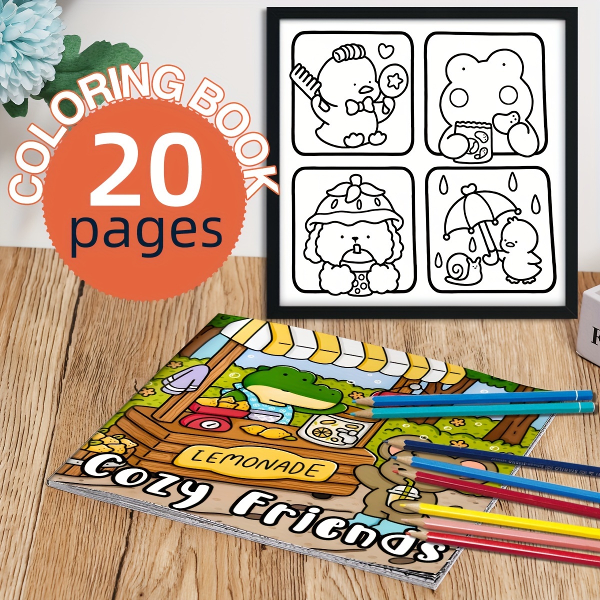 

1pc, Cozy Friends Coloring Book For Adult (7.87*7.87inch), 20 Pages Design For , Perfect Christmas, Halloween Gift, , Couples .