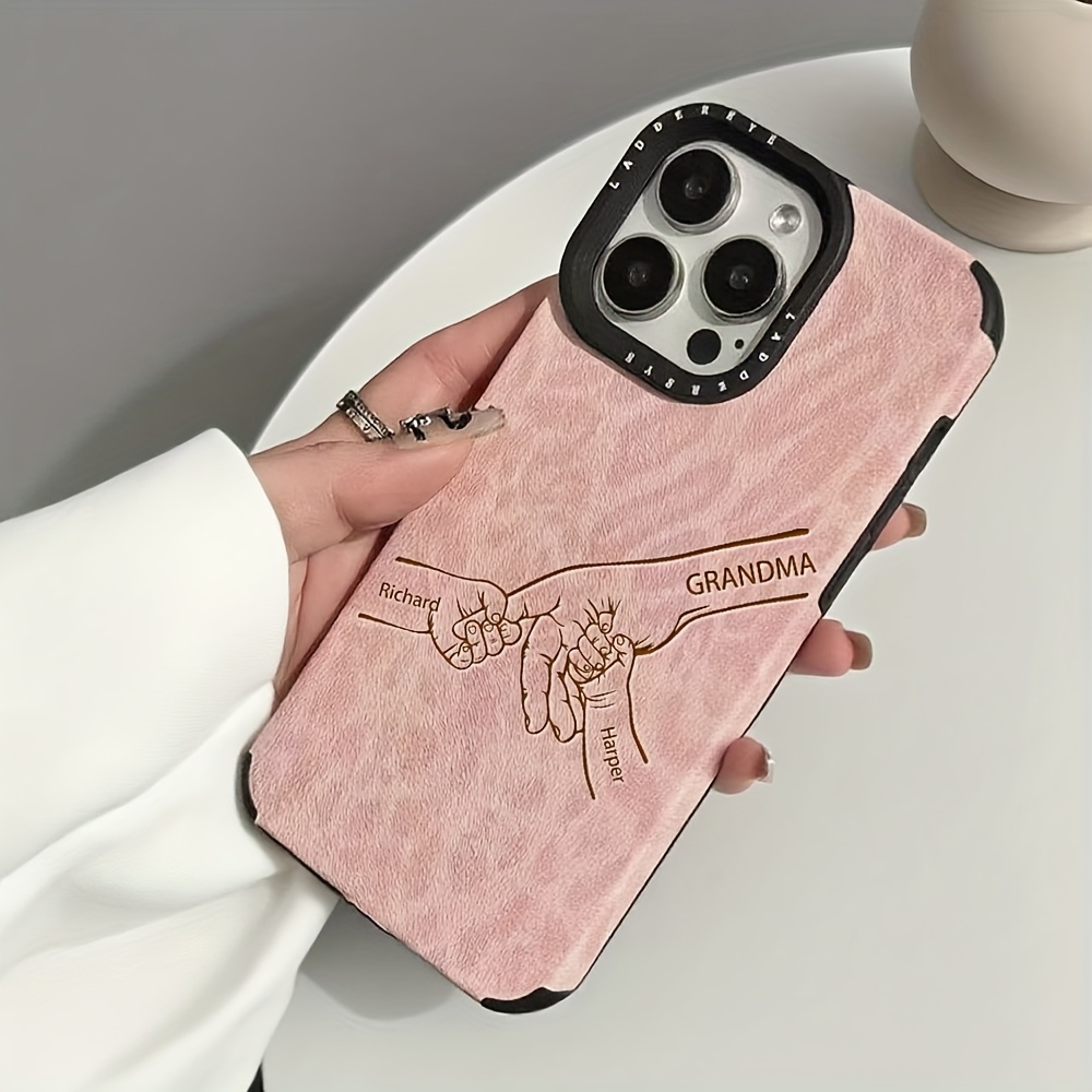 TEMU Phone Case - Personalized Customizable Name Phone Case Compatible With Iphone 16 15 14 13 12 11 Pro Fashionable Laser Engraving Family