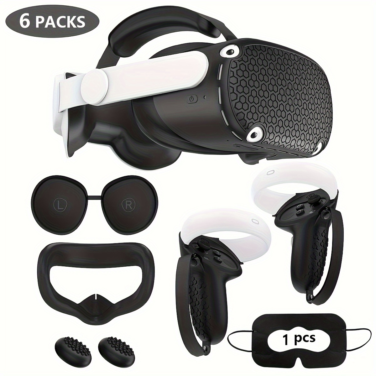 6 Packs For Oculus/Meta Quest 2 Accessories Set, For Quest 2 VR Silicone  Face Cover, VR Shell Cover, for Quest 2 Touch Controller Grip Cover,  Protective Lens Cover, Anti-slip Joystick Caps And Disposab