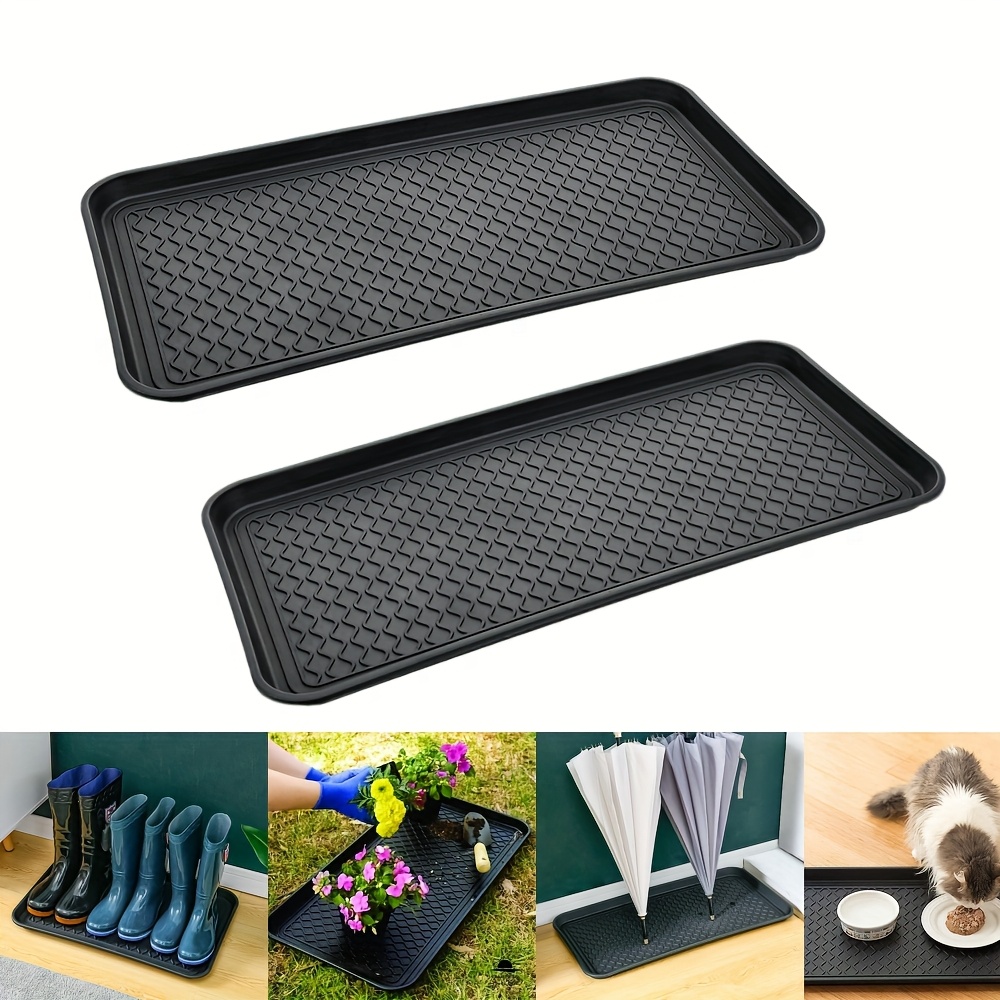 item picture waterproof entryway   with raised lip durable abs plastic indoor outdoor use non slip easy to   for shoe storage and organization outdoor boot tray quilted texture mat   material shoe storage organizer