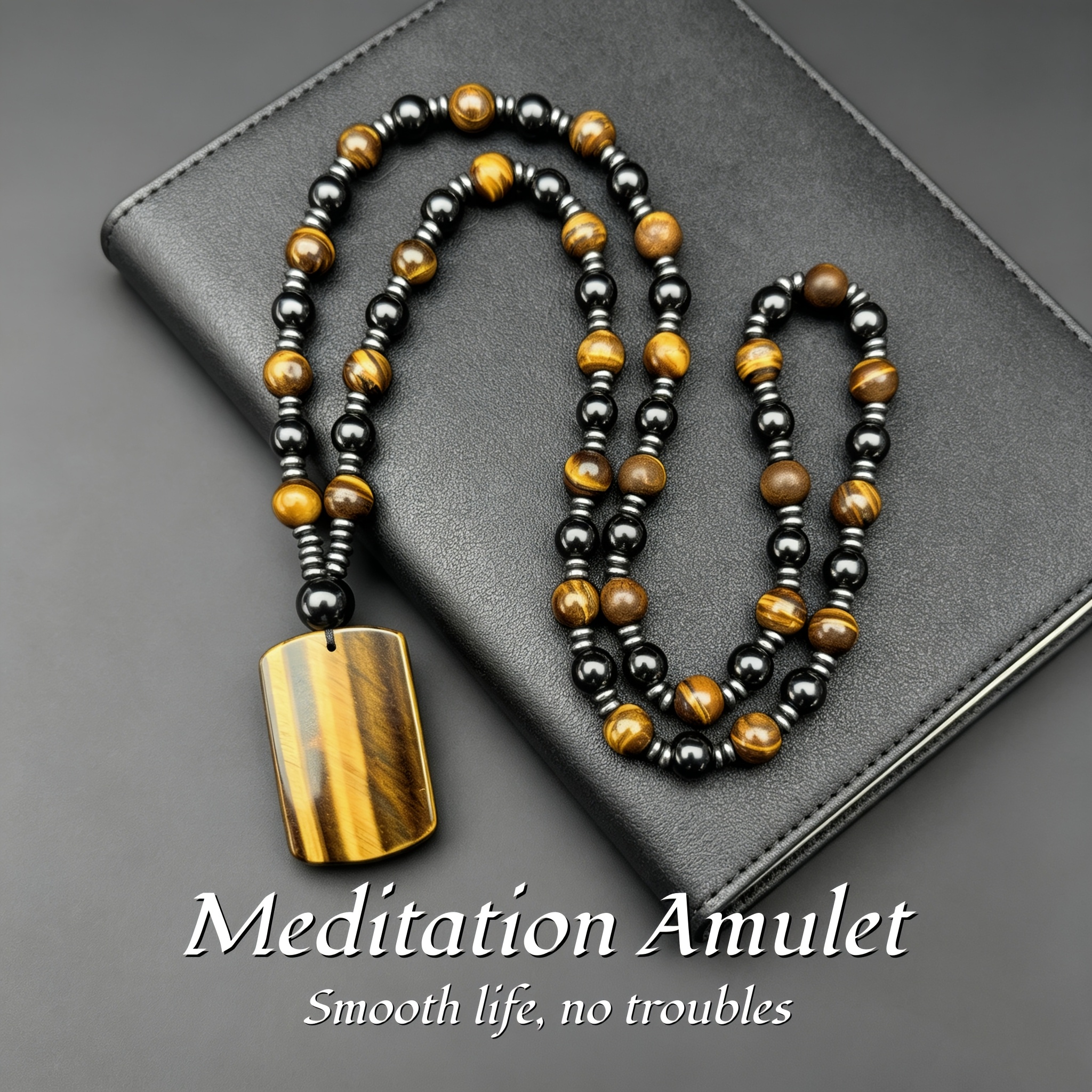 Image of Natural Tiger Eye Stone Pendant Necklace, Brand Meditation Amulet, Guardian Necklace, Wealth And Good Luck, Retro Fashion Style, Suitable For Daily Wear, Ideal Gift For