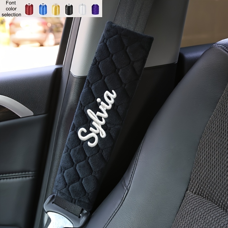 TEMU 2pcs Senyue Custom Embroidered Car Seat Belt Covers & Shoulder Pads - Fit Suitable For Most Vehicles, Soft Comfortable Suitable For Most Car