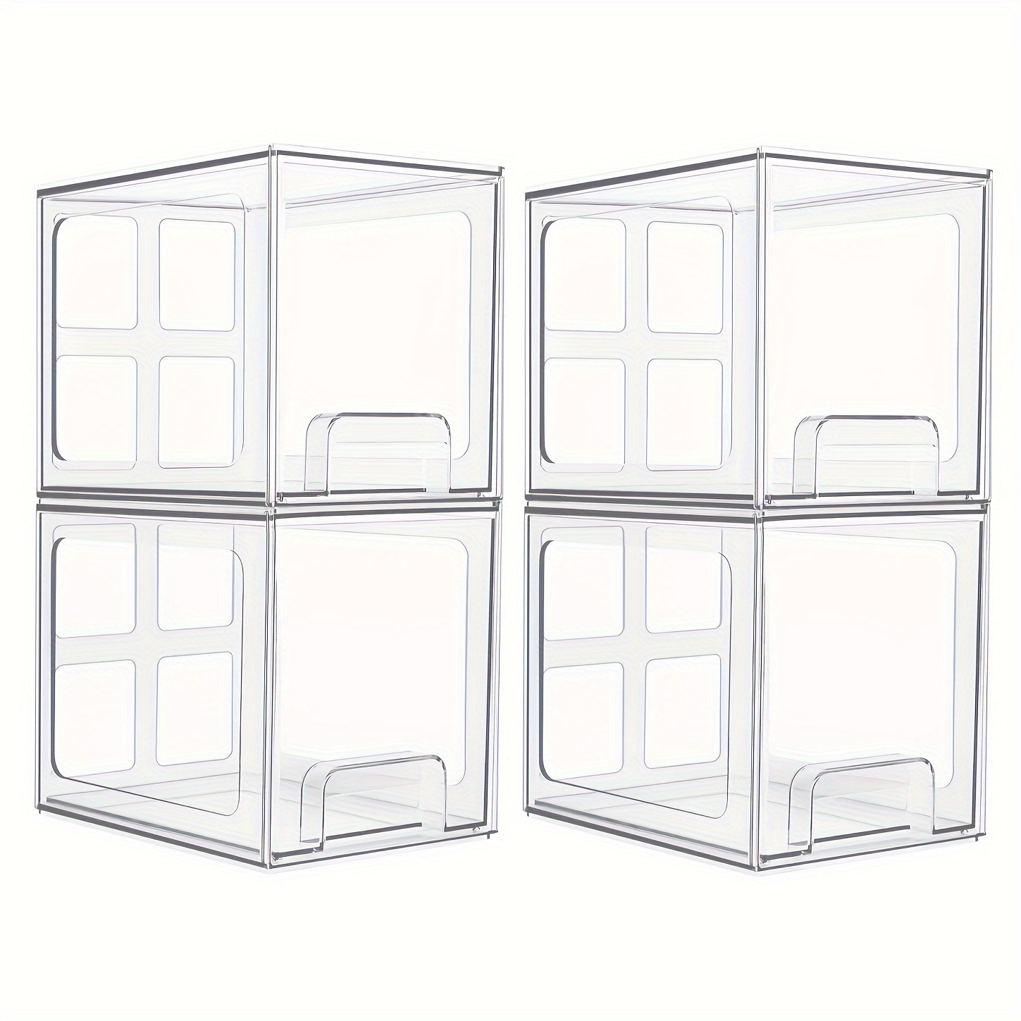 

4pcs Tiroirs de Rangement en Acrylique Empilables - 6.6" de Hauteur, Boîtes Organisatrices en Plastique Cosmétiques de Salle de , , Sous l'Évier & Armoires de