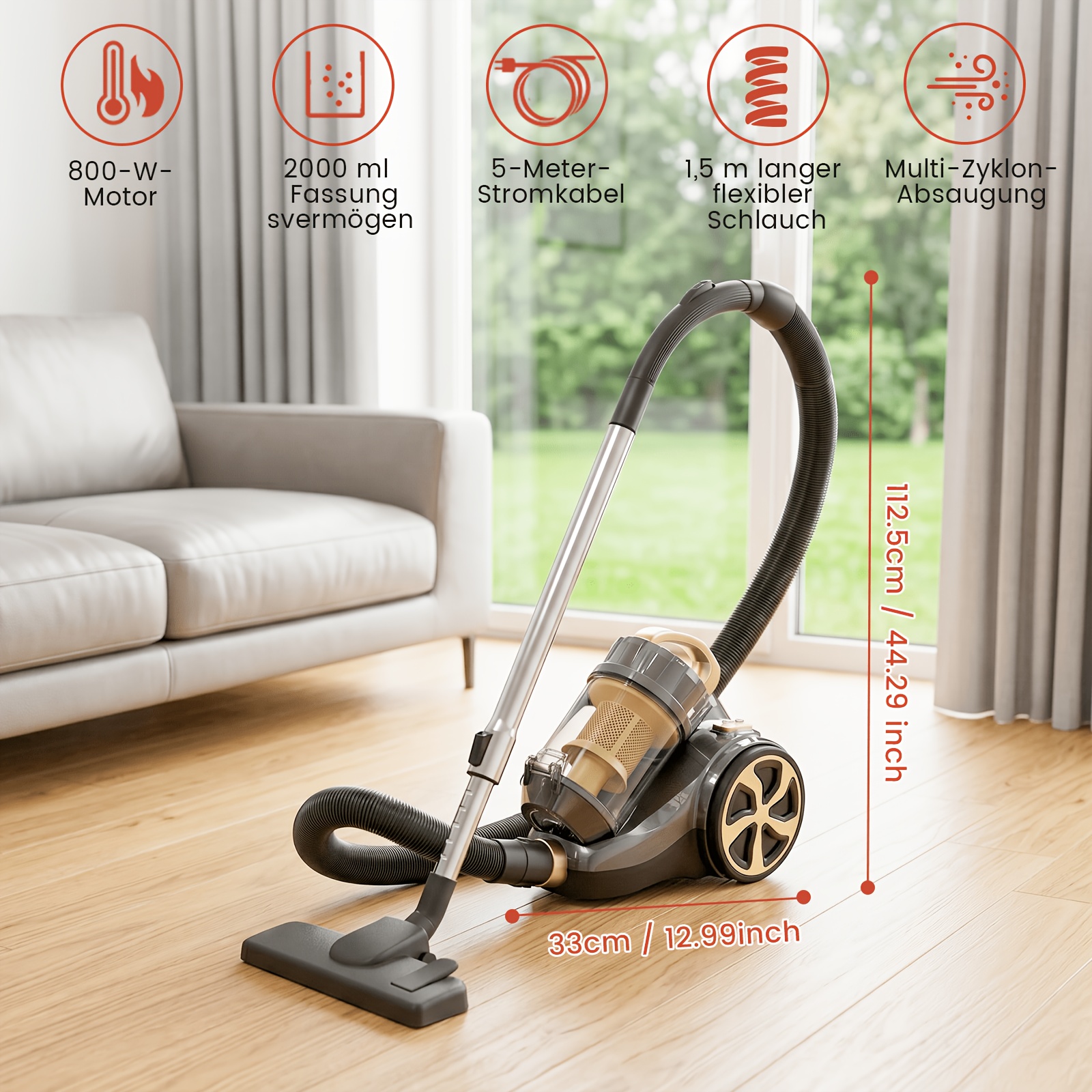 TEMU Superlex 19kpa Powerful Handheld Vacuum Cleaner For Household Deep Cleaning, 5m Power Cord With Full Additions, Motor , Stable Operation, Wicker