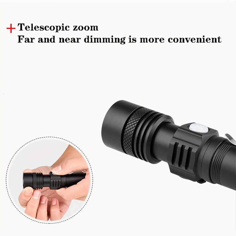 

1pc Rechargeable Flashlight 4-mode Led Flashlight, Mini Flashlight, Suitable For Camping, Home, Emergency , Rescue, Hunting, Inspection, Maintenance, Men's Tool Gifts