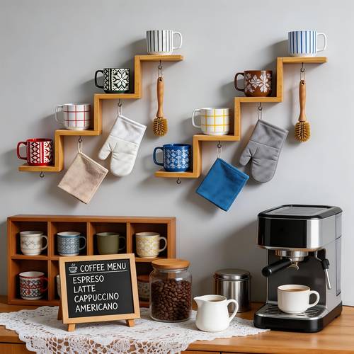 coffee cup holder wall mounted multi layer mug mount rack with hooks for hanger space saving display solution for kitchen and living room home decor ideal for organizing coffee cups