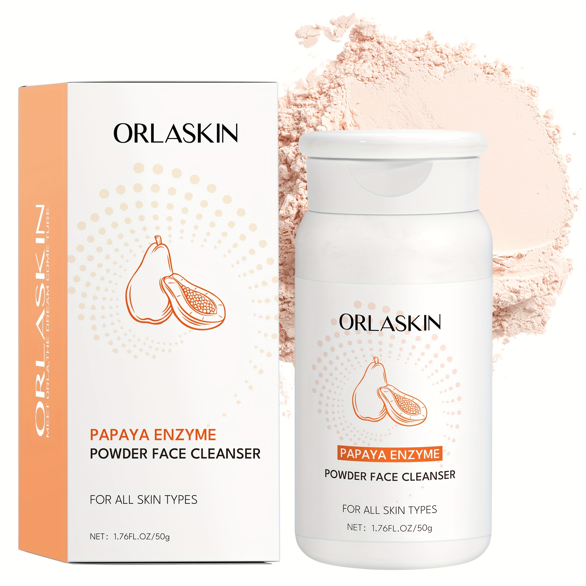 Image of Orlaskin Papaya Enzyme Cleansing Powder Contains Papaya Enzymes And Exfoliating Particles For . Contains Hyaluronic Acid, Vitamin C, Ceramide