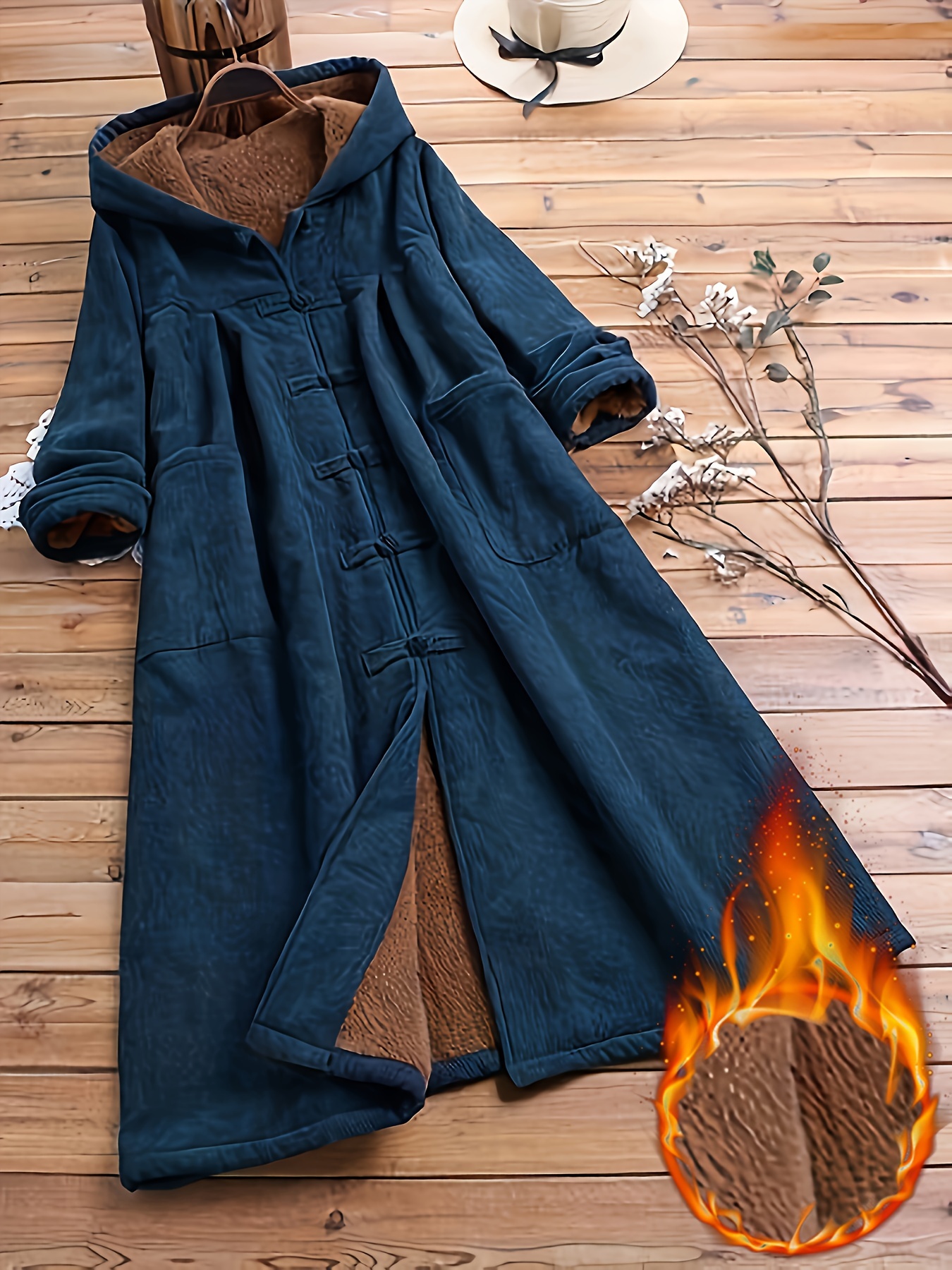 Wool Coat With Long Hooded Winter Coats Womens Ladies Open Front