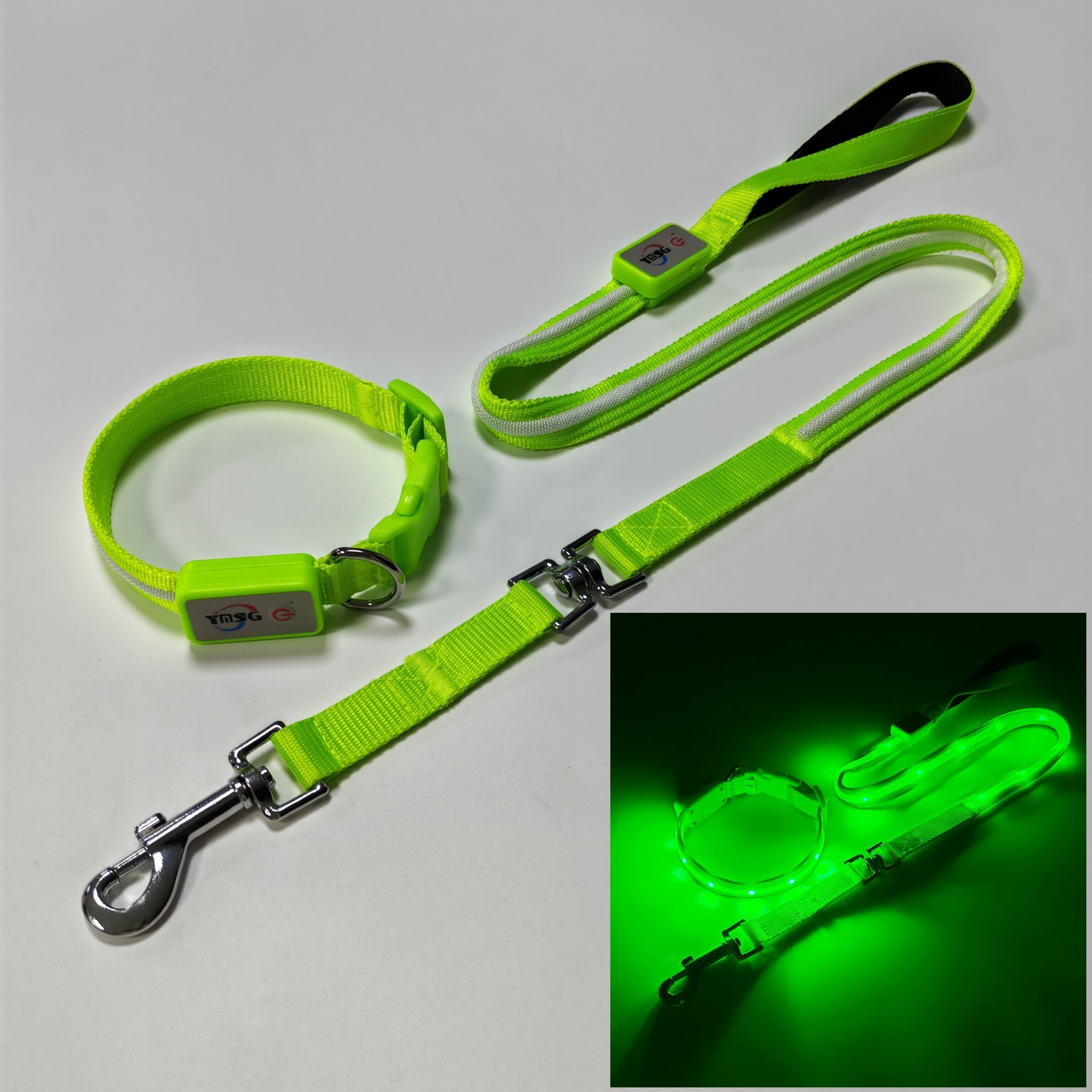LED Nylon Pet Luminous Collar and Leash Set
