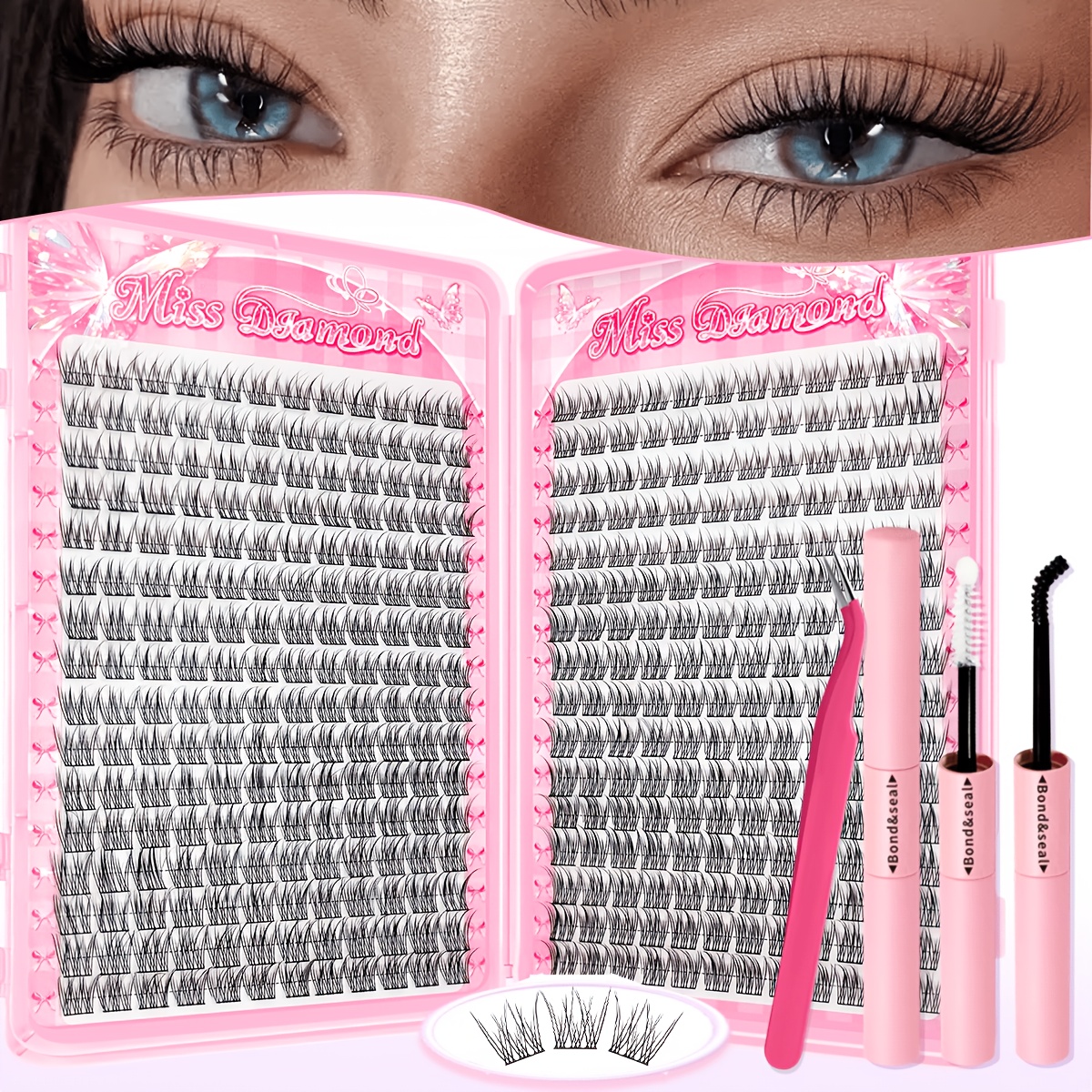 False Eyelash Set With Glue And Tweezers Is , Suitable For Eyes. Eyelash Extension, Style, Natural , Easy To Operate, 3d