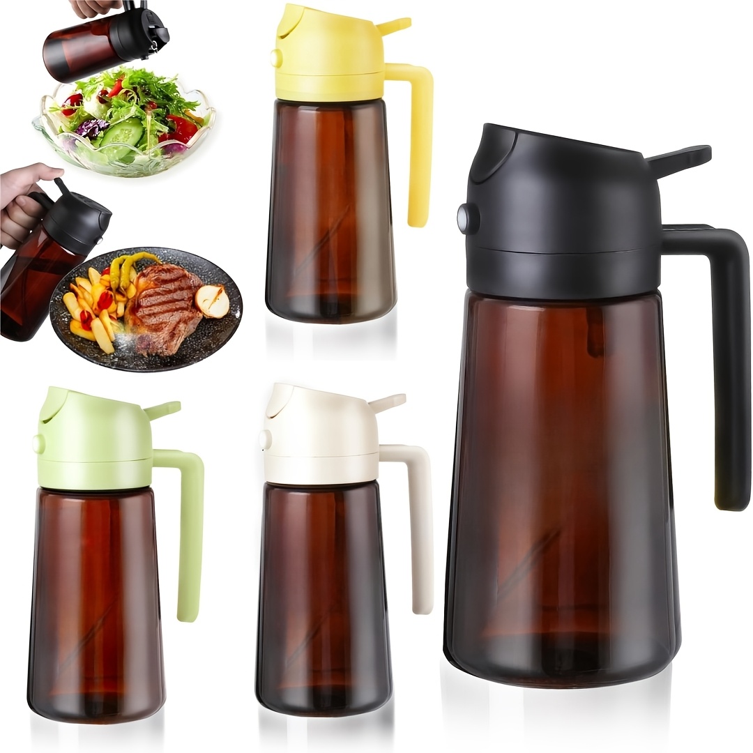 

16oz 2-in-1 Glass Olive Oil Dispenser & Sprayer - Bpa-free, Light Blocking Brown With Ergonomic Handle And Pour Spout For Cooking, Salad Dressing, Bbq & Air Fryer Use, Oil Sprayer Bottle For Cooking