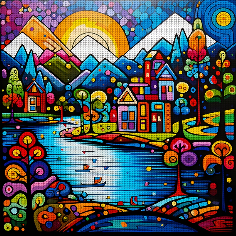 TEMU 1 Set - Mountain Fantasy Stitch Kit, Diy Art Needlework Material, 11ct Embroidery Decorative Painting, Creative Handmade Gift. Complete Home