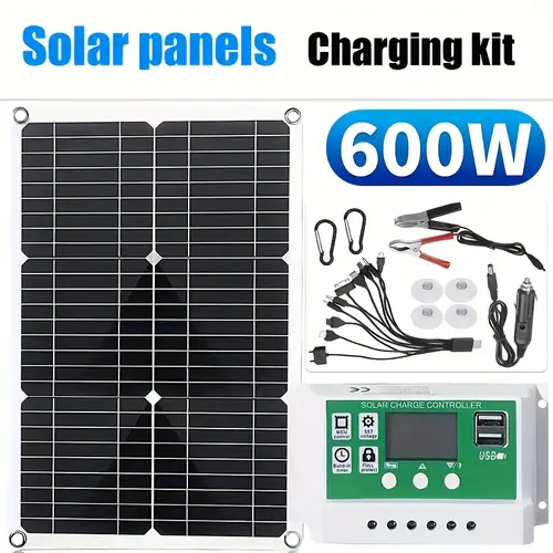portable 1 2 600w solar panel kit with 100 charging controller suitable for boats motorcycles outdoor lights rvs outdoor cameras solar charging stations fashionable solar panels durable charging controller solar phone charger