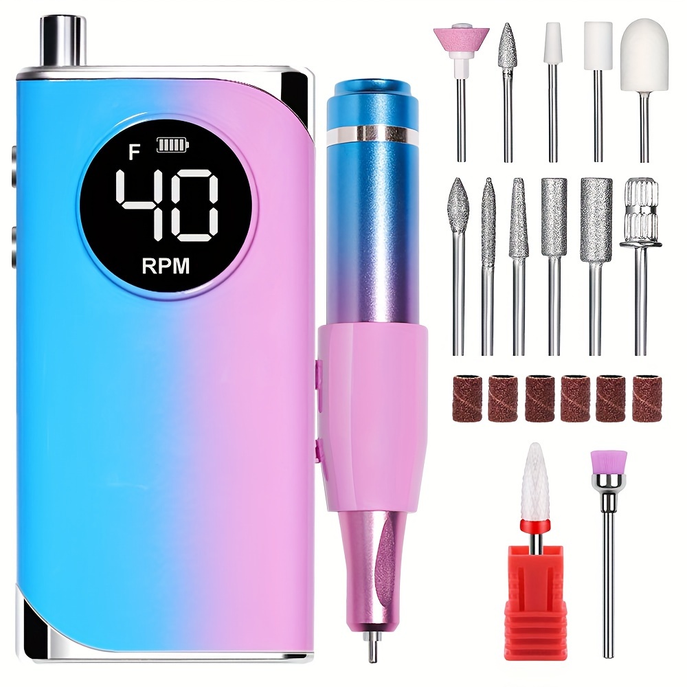 

Professional Electric Nail Drill Machine, Portable Rechargeable Nail File With Lcd Display, Versatile Sander For Gel Nail Polishing, Home And Salon Manicure Tool Set